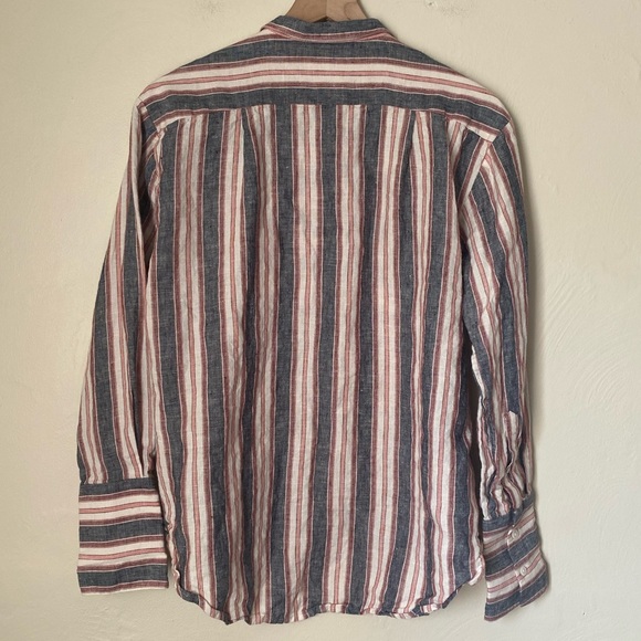 FRAME Striped Bib Linen Button-Down Shirt - Picture 5 of 8